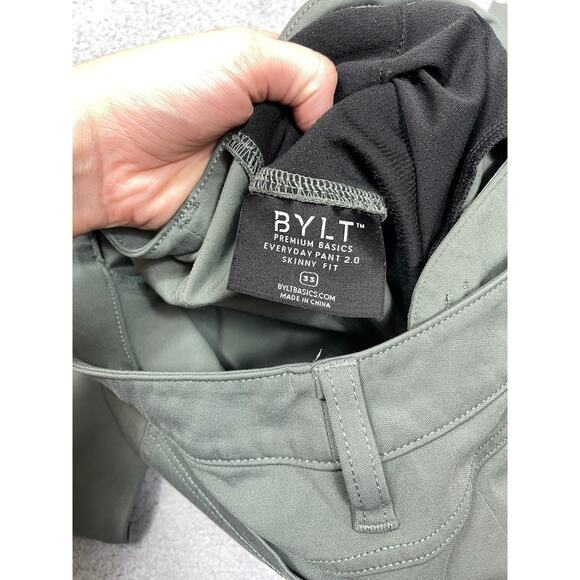 BYLT Basics Pants Bylt Mens Size 33 Green Everyday Pant 2 Skinny